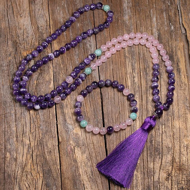 Amethyst X Rose Quartz 108 Beads Mala Bracelet-Your Soul Place